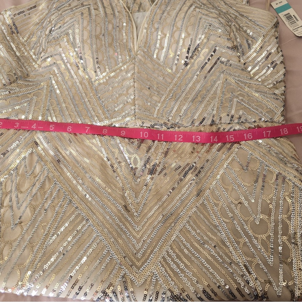 R&M Richards Metallic Gold Halter Maxi Dress - Picture 11 of 12